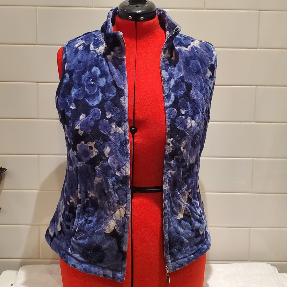 RELAXED by Charter Club Floral Quilted Zip-up Vest